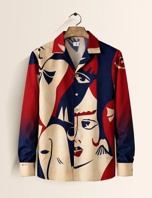 Mandala Face Printed Mens Exclusive Stylish Full Sleeves Shirt - XPST