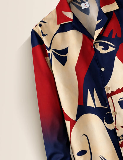 Mandala Face Printed Mens Full Sleeves Shirt - XPST