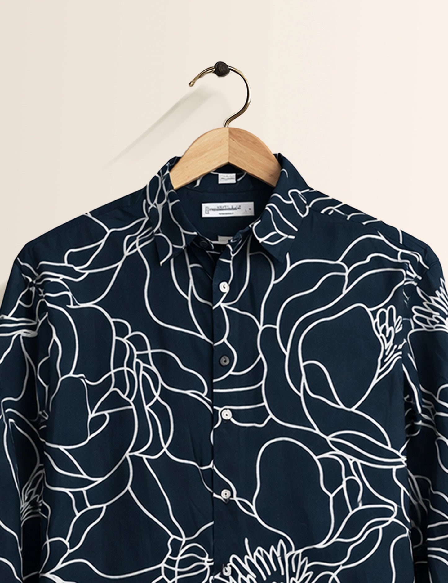 Navy Blue  Midnight Bloom Men's Exclusive Stylish Full Sleeves Shirt - XPST