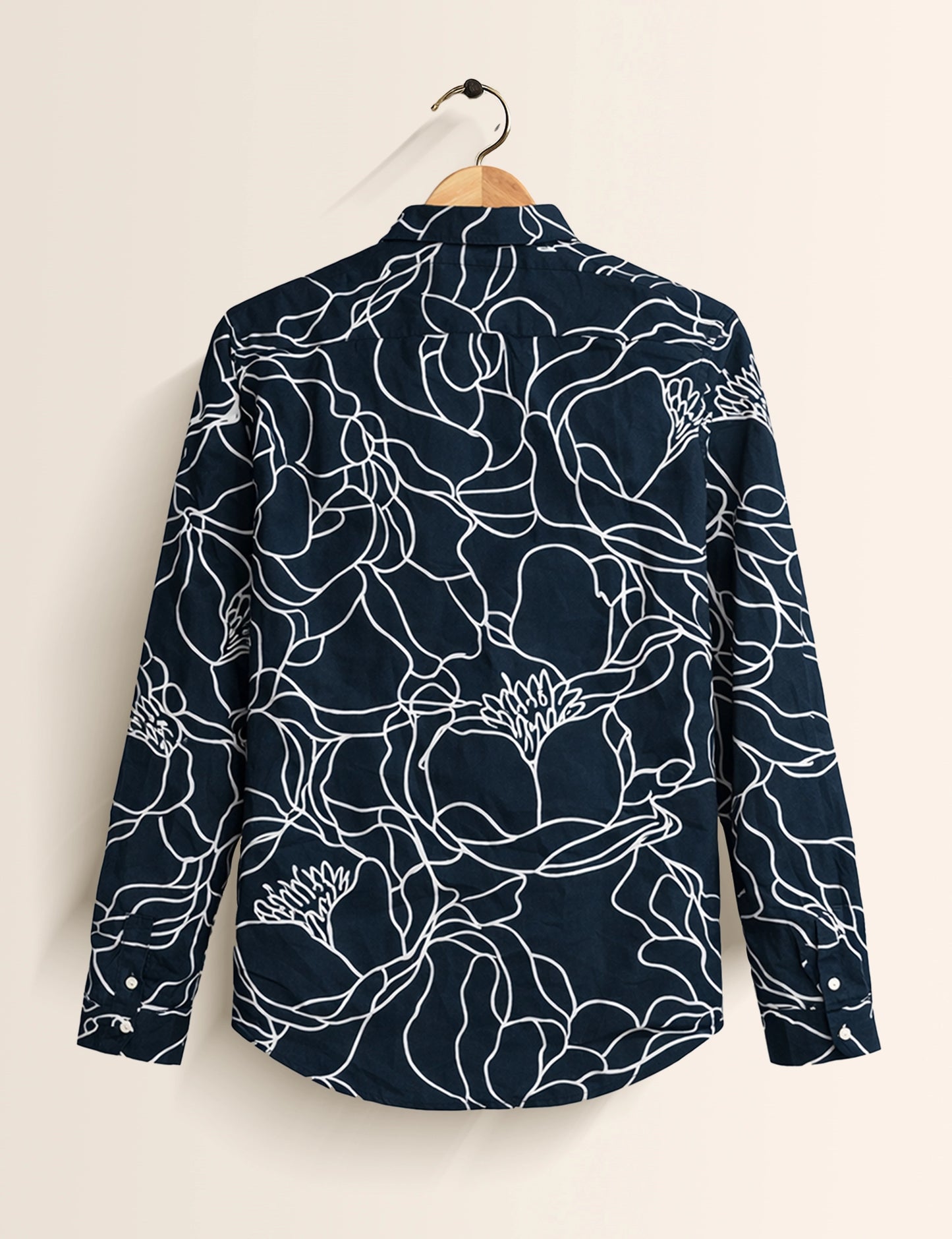 Navy Blue  Midnight Bloom Men's Exclusive Stylish Full Sleeves Shirt - XPST