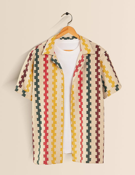 Multi Line Men's Exclusive Stylish Half Sleeves Shirt - XPST