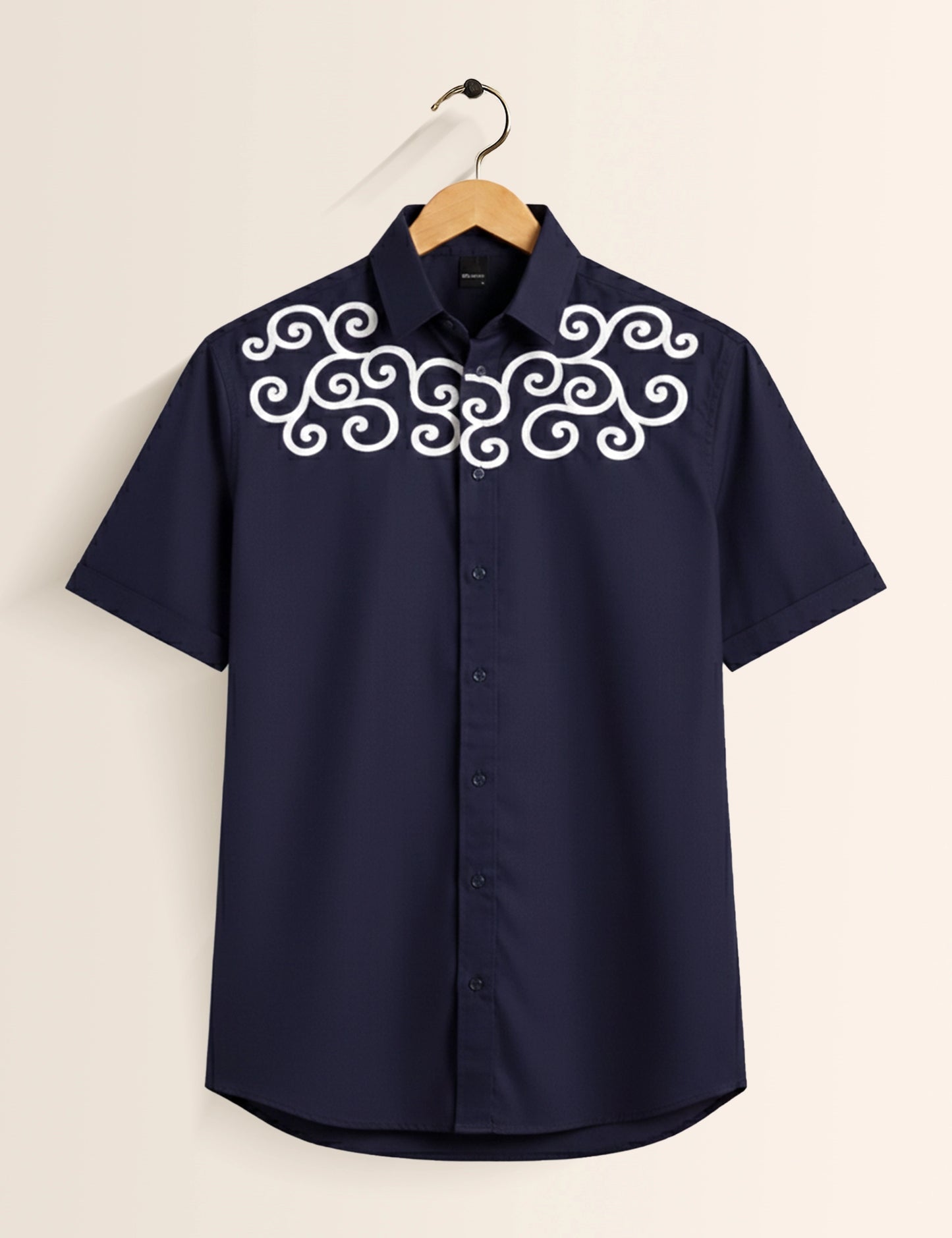Navy Circular Men's Exclusive Stylish Half Sleeves Shirt - XPST