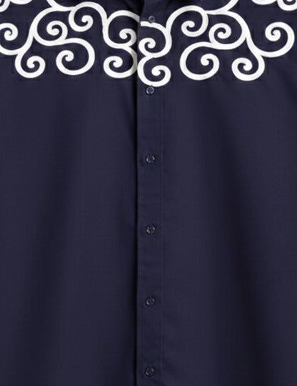 Navy Circular Men's Half Sleeves Shirt - XPST