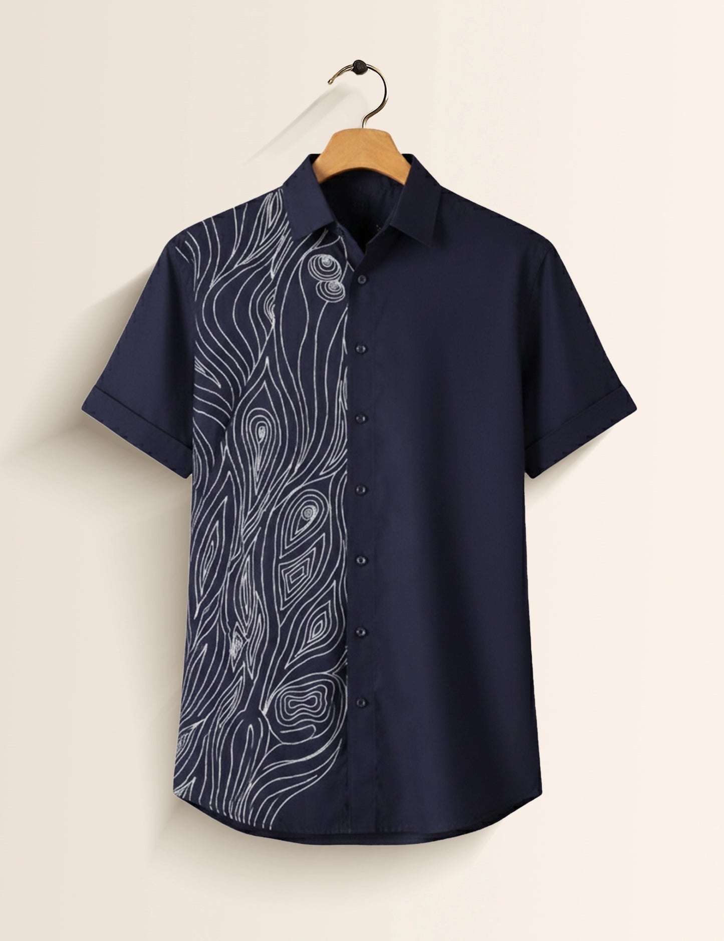 Navy Embroidery Men's Exclusive Stylish Half Sleeves Shirt - XPST