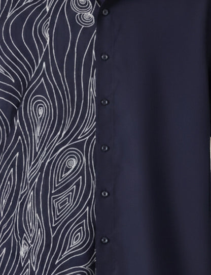 Navy Embroidery Men's Half Sleeves Shirt - XPST
