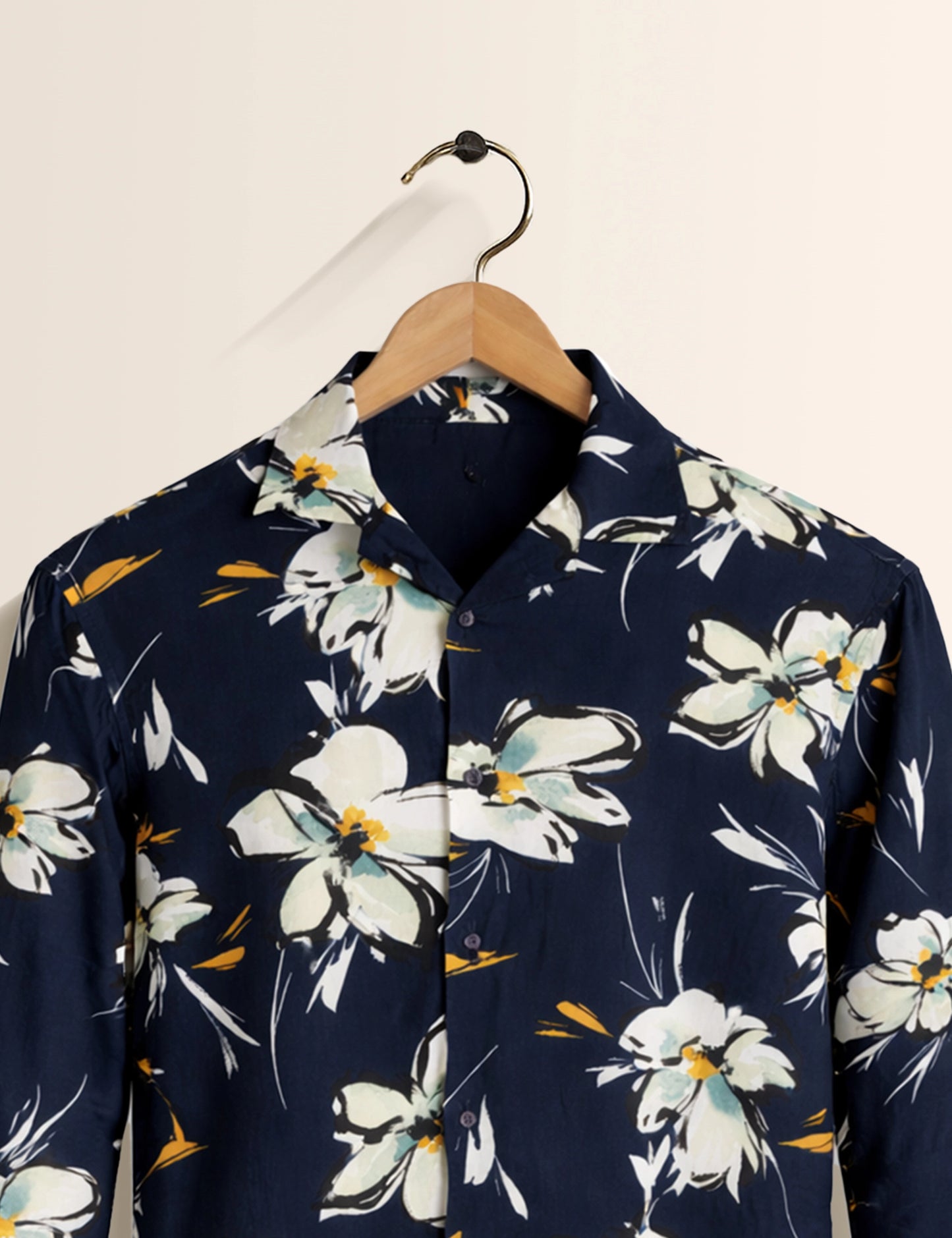 Navy Blue Flora Men's Exclusive Stylish Full Sleeves Shirt - XPST