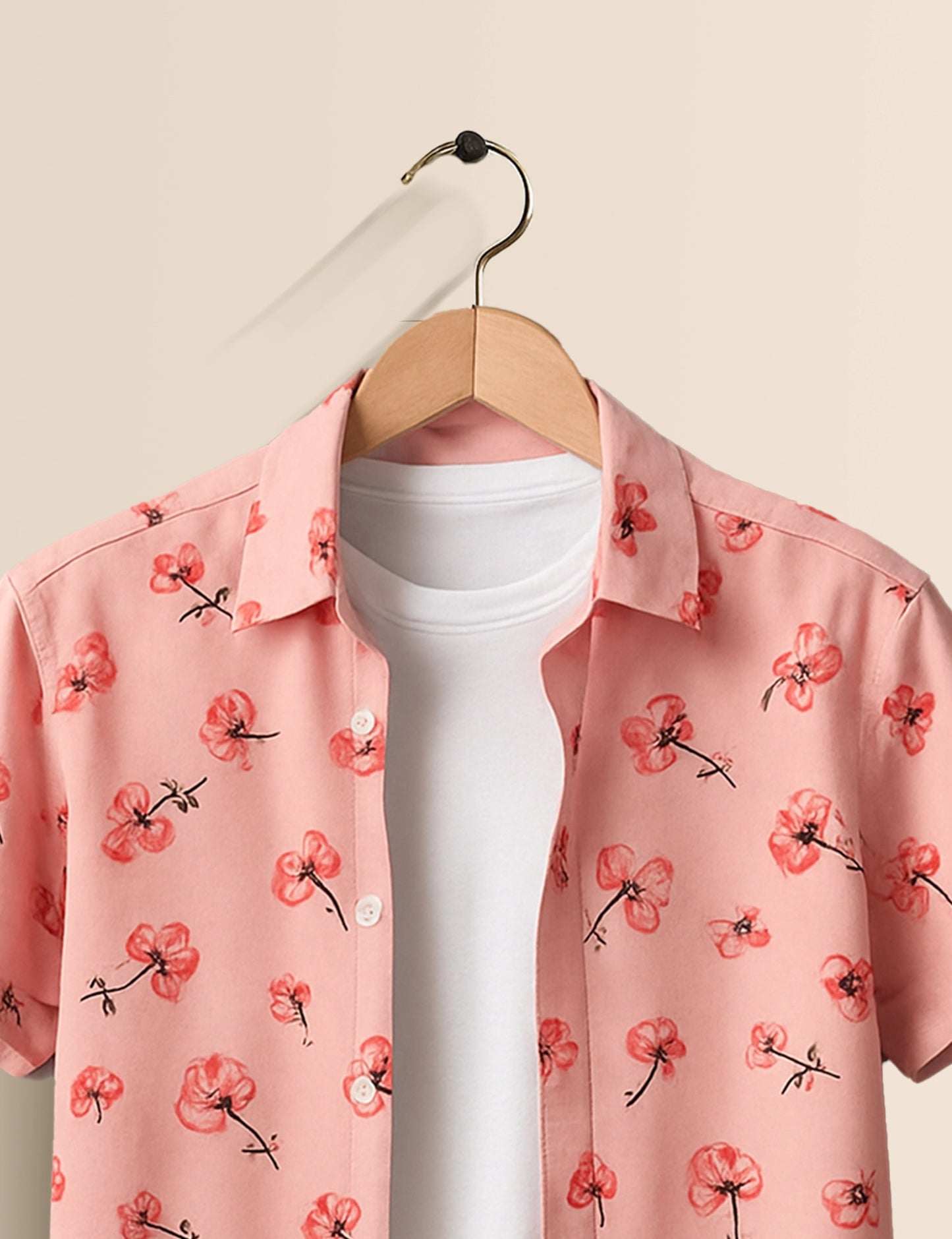 Pink Floral Men's Exclusive Stylish Half Sleeves Shirt - XPST