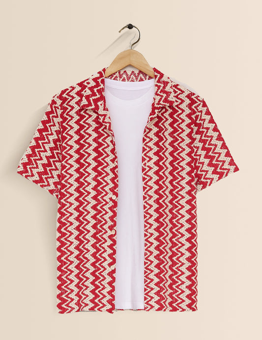 Red Ripple Men's Exclusive Stylish Half Sleeves Shirt - XPST