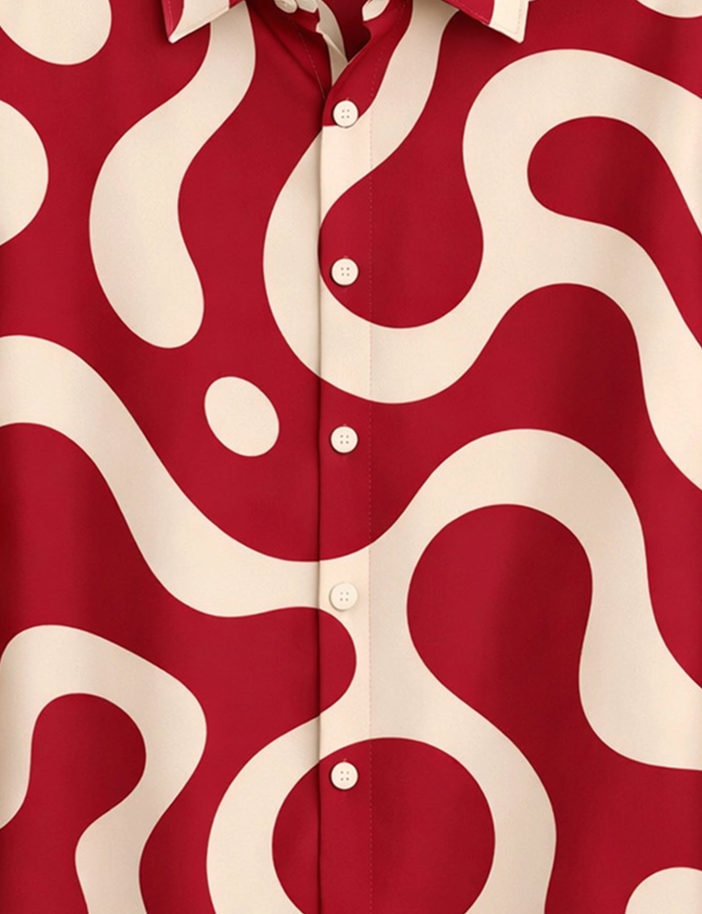 Red Wave Printed Mens Exclusive Stylish Full Sleeves Shirt - XPST