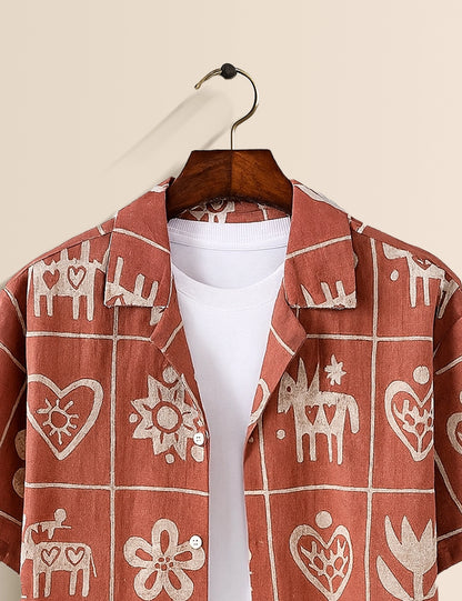 Tribal Pattern Men's Half Sleeves Shirt - XPST