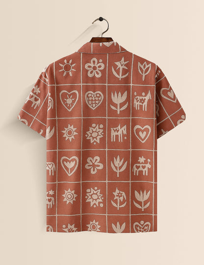 Tribal Pattern Men's Half Sleeves Shirt - XPST