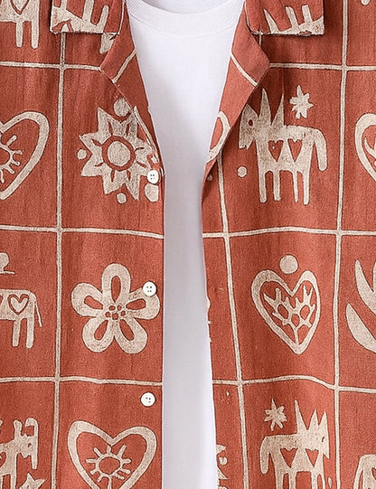 Tribal Pattern Men's Half Sleeves Shirt - XPST