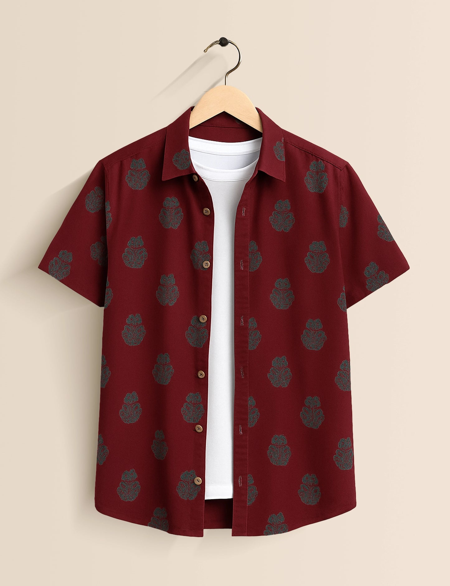 Vintage Wine Men's Exclusive Stylish Half Sleeves Shirt - XPST