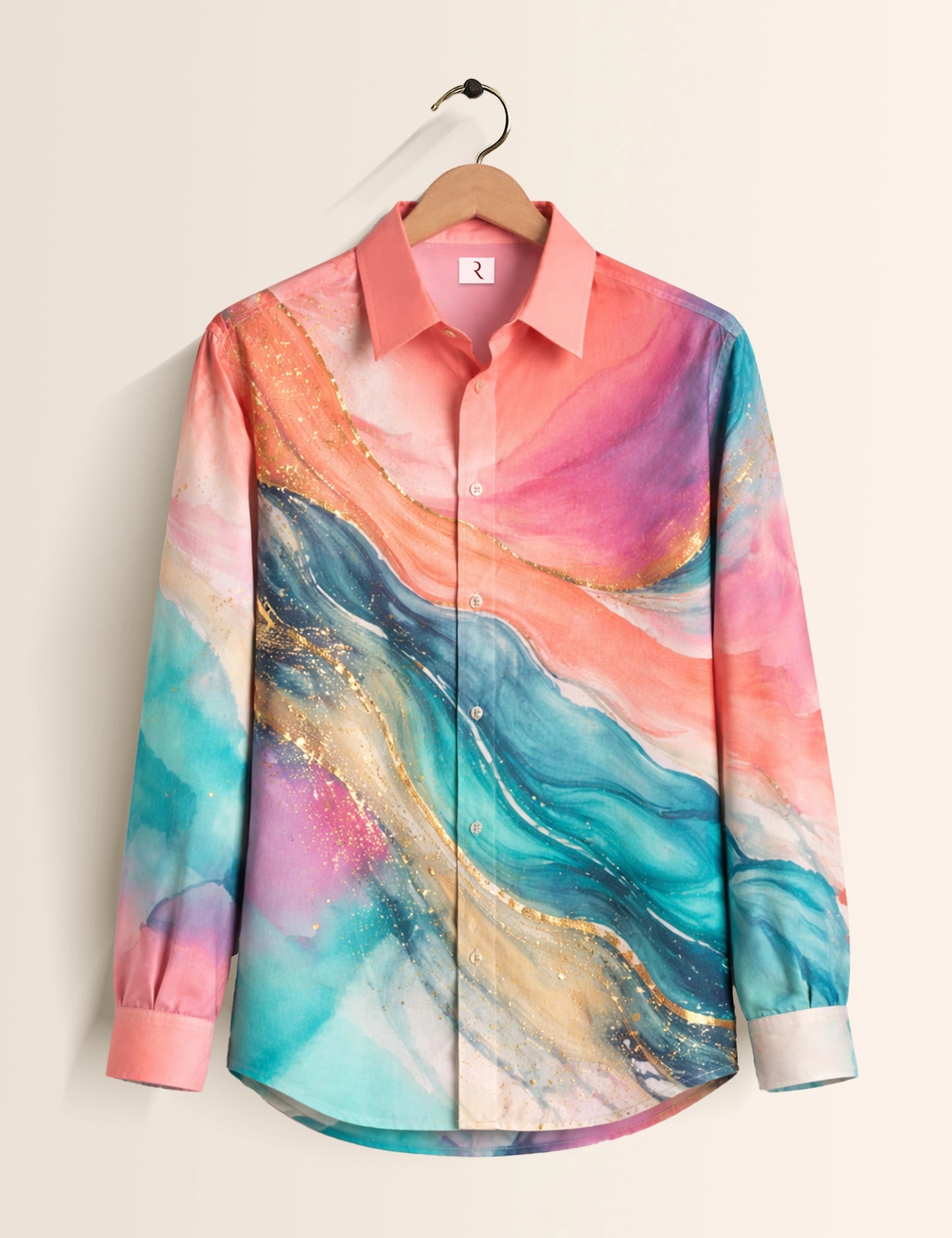 Wavy Printed Mens Exclusive Stylish Full Sleeves Shirt - XPST