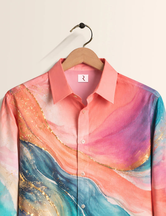 Wavy Printed Mens Full Sleeves Shirt - XPST