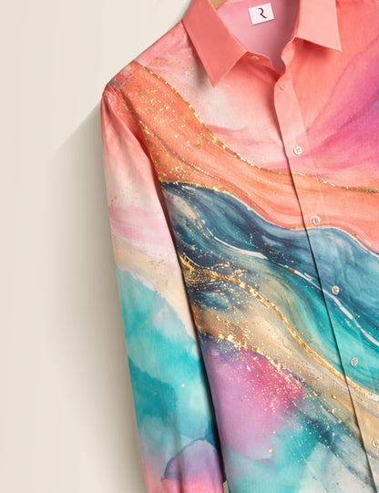 Wavy Printed Mens Full Sleeves Shirt - XPST