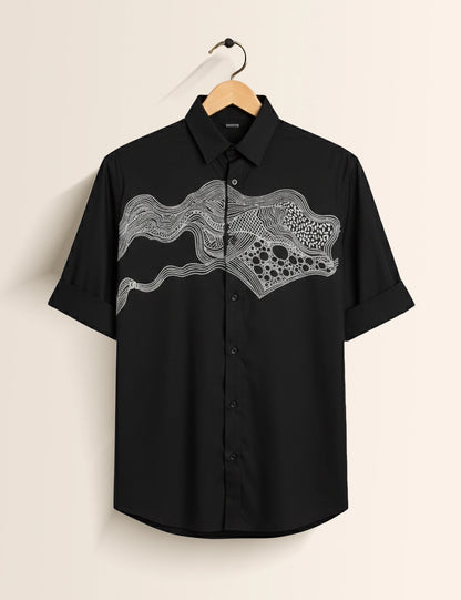 Water Bubble Black Men's Half Sleeves Shirt - XPST