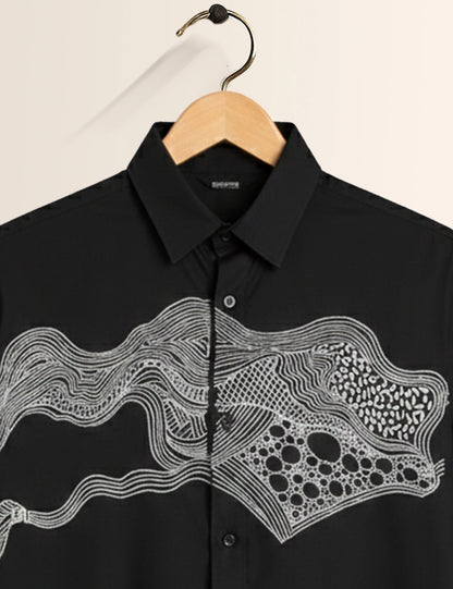 Water Bubble Black Men's Half Sleeves Shirt - XPST