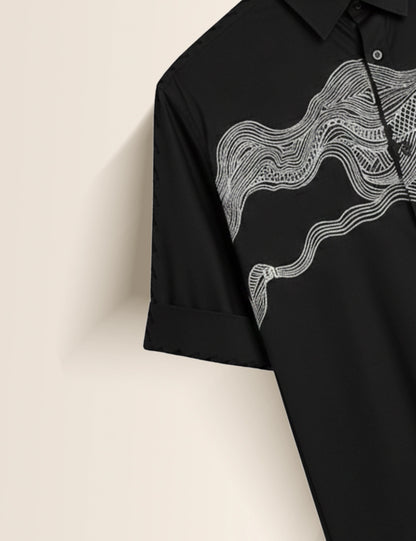 Water Bubble Black Men's Half Sleeves Shirt - XPST