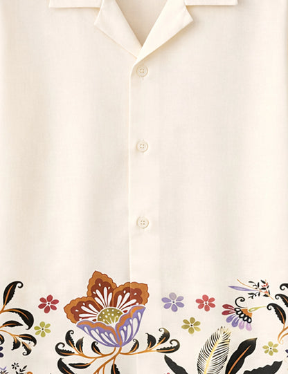 White Flower Printed Mens Full Sleeves Shirt - XPST