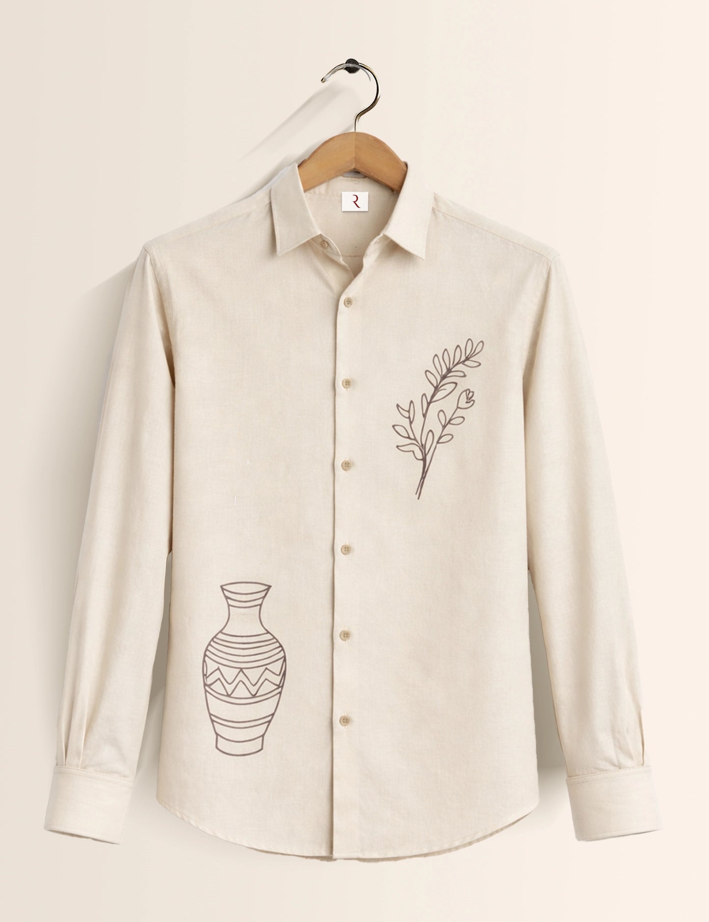 White Pot Printed Mens Exclusive Stylish Full Sleeves Shirt - XPST