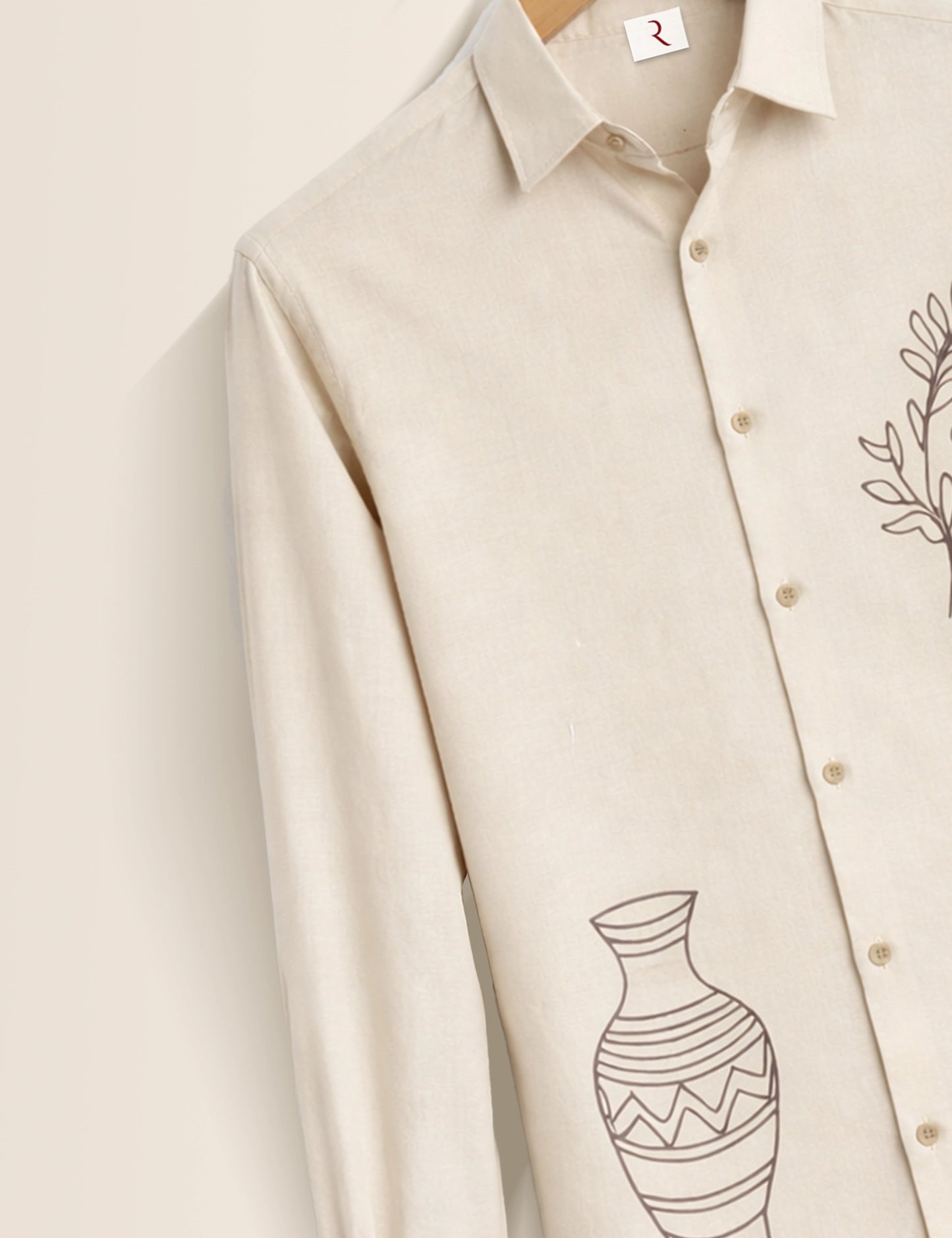 White Pot Printed Mens Exclusive Stylish Full Sleeves Shirt - XPST