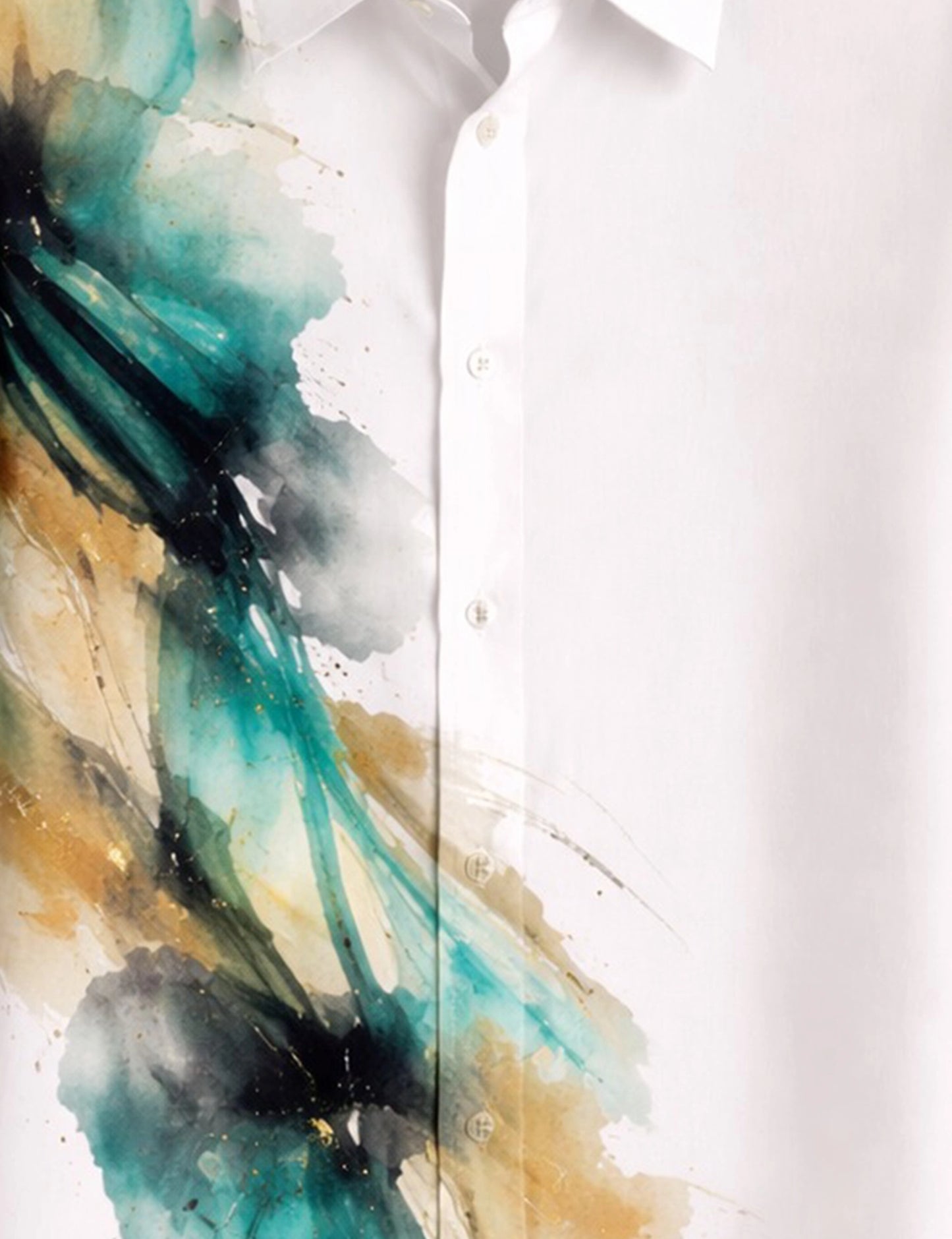 White Splash Printed Mens Exclusive Full Sleeves Stylish Shirt - XPST