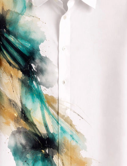White Splash Printed Mens Full Sleeves Shirt - XPST