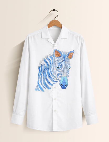 White Zebra Men's Full Sleeves Shirt - XPST