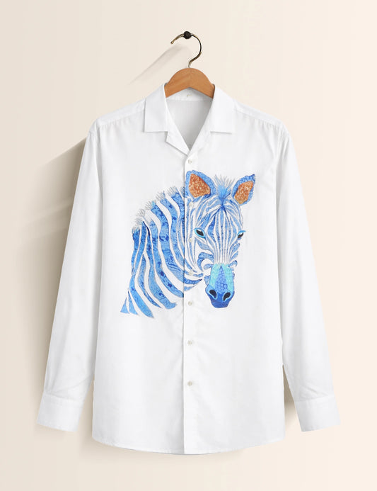 White Zebra Men's Exclusive Stylish Full Sleeves Shirt - XPST