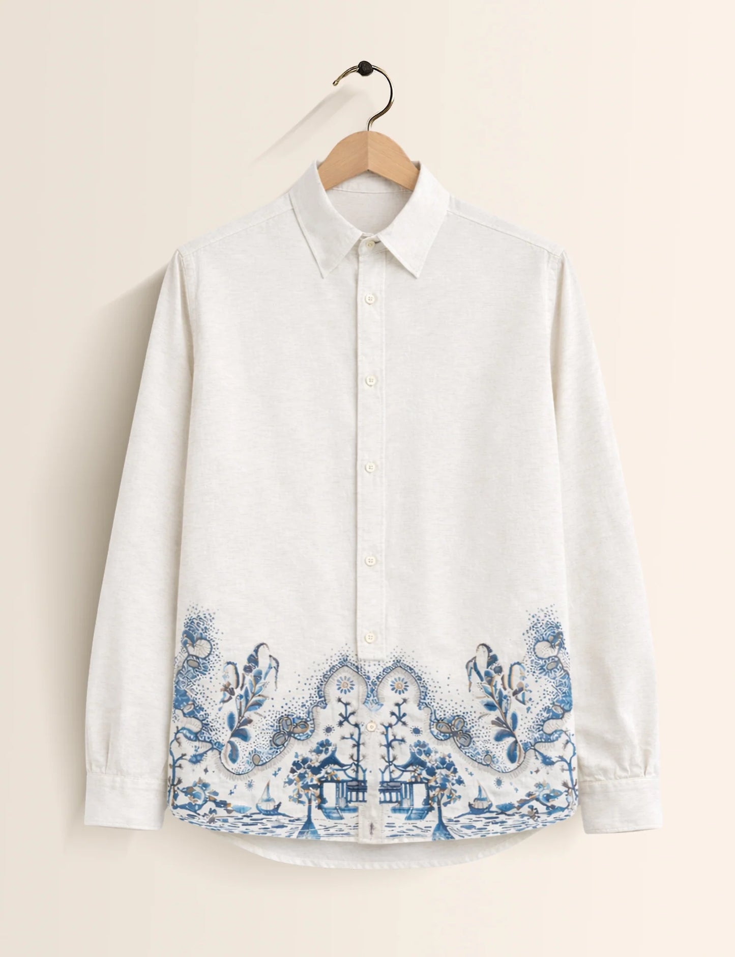 White Bottom Petals Premium Full Sleeves Mens Shirt