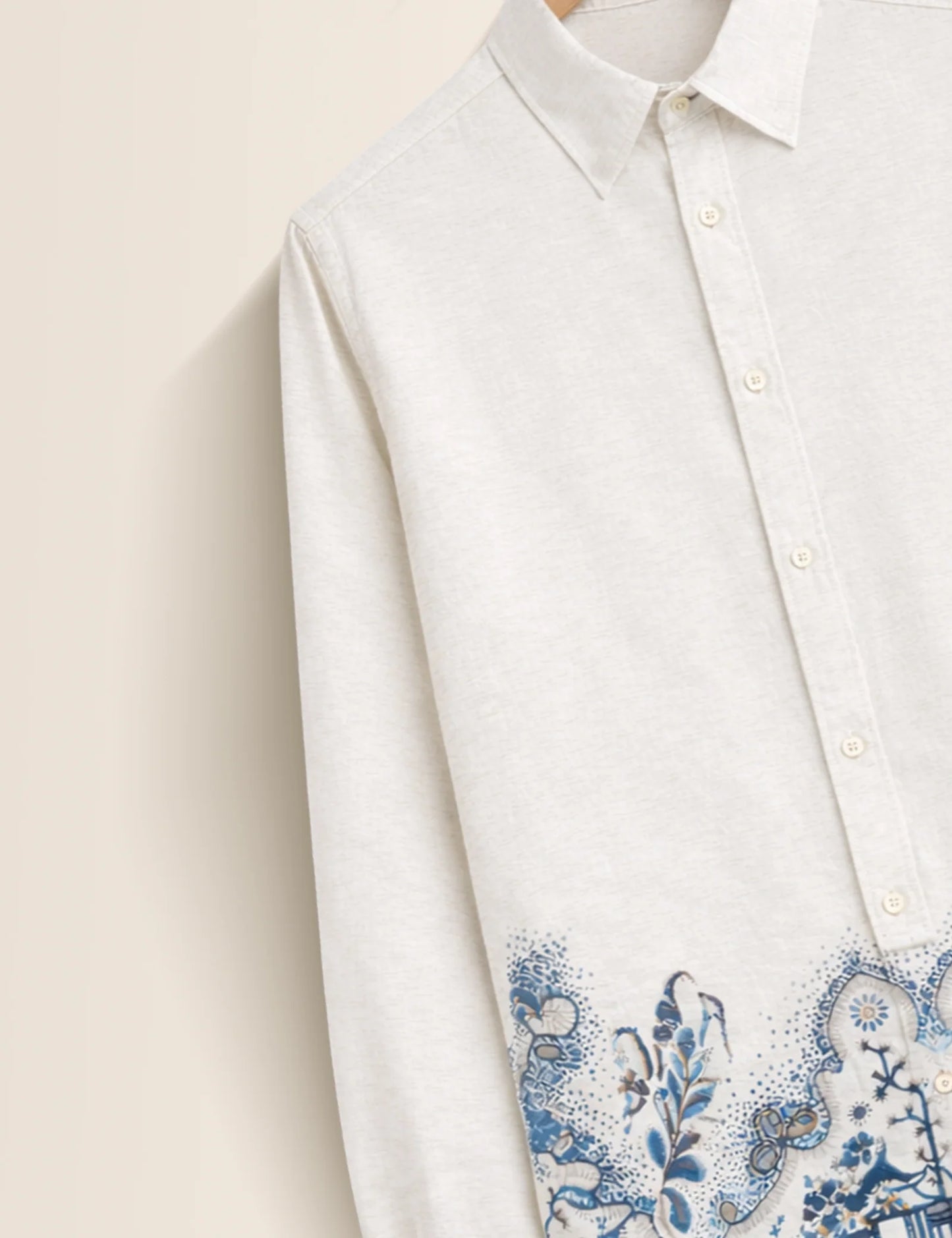 White Bottom Petals Premium Full Sleeves Mens Shirt