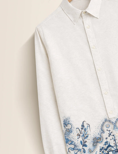 White Bottom Petals Premium Full Sleeves Mens Shirt