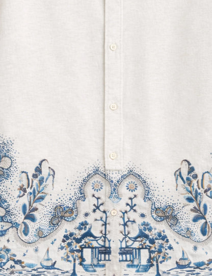 White Bottom Petals Premium Full Sleeves Mens Shirt