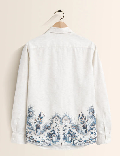 White Bottom Petals Premium Full Sleeves Mens Shirt